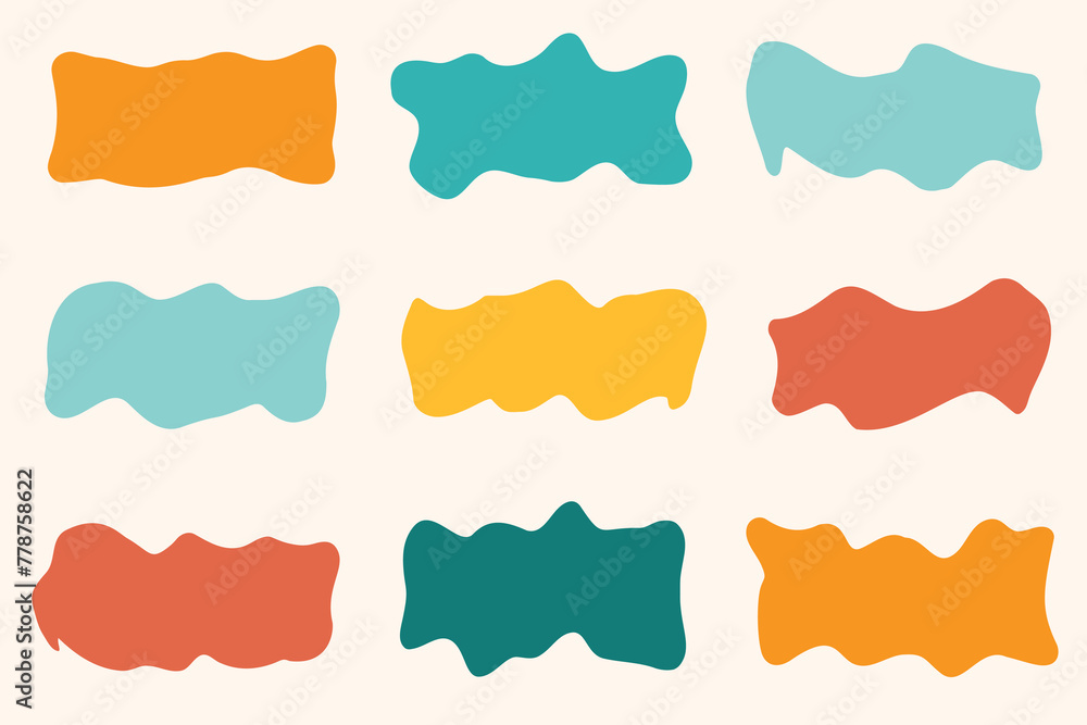 Poster abstract liquid shapes. organic flat blobs. irregular fluid bubbles. random wavy spots and curvy ele