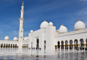 Abu Dhabi, United Arab Emirates: January 25, 2024 - Sheikh Zayed Grand Mosque from the inside, Abu...