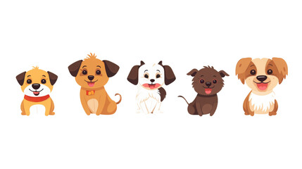 Obraz premium Assorted Cartoon Dogs in Various Poses isolated