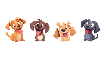 Obraz na płótnie Canvas Assorted Cartoon Dogs in Various Poses isolated