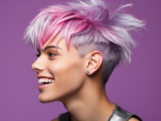 Woman With Pink Hair and Mohawk