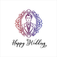 Shubh vivah and happy Wedding Decorative CalligraphyLettering design for Wedding Anniversary greetings Vector Illustration