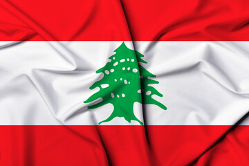 Beautifully waving and striped Lebanon flag, flag background texture with vibrant colors and fabric background