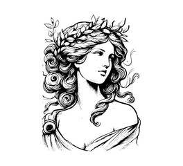 Greek Goddess Aphrodite hand drawn vintage vector