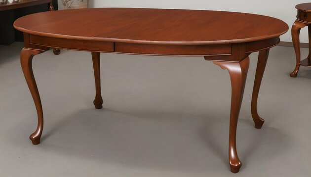 A-Classic-Oval-Table-With-A-Cherry-Wood-Finish-And-