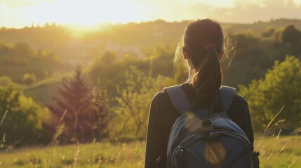 Young woman enjoying sunset