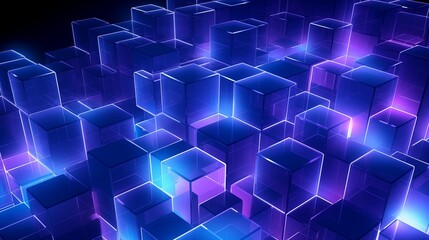 Vibrant 3D Neon Cubes Creating a Futuristic Geometric Grid