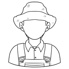 faceless man farmer illustration hand drawn outline vector