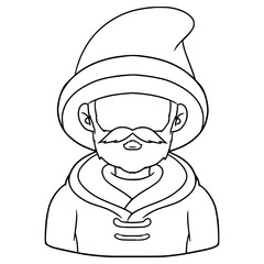 faceless man mage illustration hand drawn outline vector