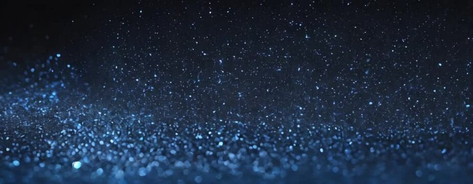 Blue glitter sparks and particles bokeh explosion on plain black background from Generative AI