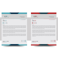 Obraz premium Corporate modern letterhead design bundle template with blue and red color. creative modern letterhead design template for your project Clean and professional corporate company business letterhead 