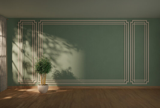 3d illustration of empty wall at beautiful design in open space house