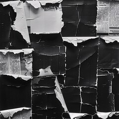 Old torn black and white newspaper textures