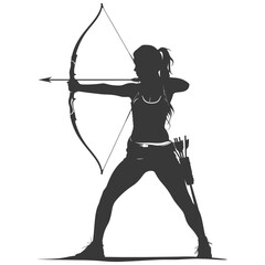 Obraz premium Silhouette Woman Archery Athlete in action full body black color only