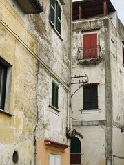 Fototapeta na wymiar Colorful historic buildings in old European town of Procida Island, Italy
