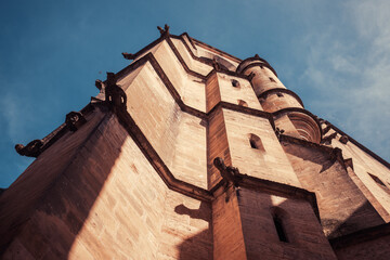The bell tower of the Eglise Sainte-Marie in Sarlat-la-Caneda in the Dordogne region of France...