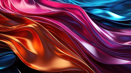 Vibrant Satin Fabric Waves in Glossy Colorful Abstract