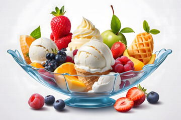 Multicolored ice cream isolated on white background