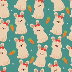 seamless pattern cartoon bunny and carrot. cute animal wallpaper for textile, gift wrap paper