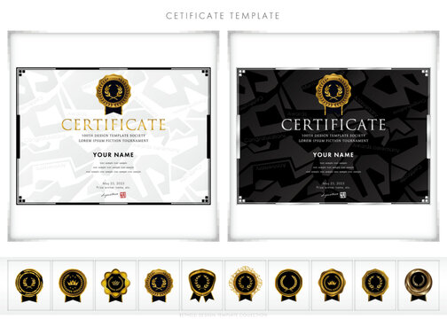 Luxury modern frames and shapes, templates for certificates of recognition, certificates of appreciation, and diplomas. Accommodates award, diploma, business and educational needs. type141(landscape)	