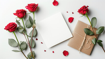 mockup greeting card with flowers. concept of love