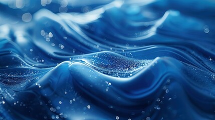looped festive liquid BG in 4k. Abstract wavy pattern on bright glossy surface, liquid gradient blue color, waves on paint fluid in smooth animation. Glitters on viscous 3d liquid. Creative backdro