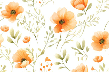 Watercolor subtle floral seamless pattern, fabric design