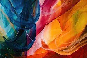 horizontal image of a colourful waves abstract painting