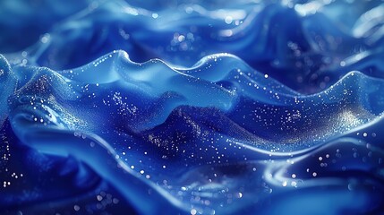 looped festive liquid BG in 4k. Abstract wavy pattern on bright glossy surface, liquid gradient blue color, waves on paint fluid in smooth animation. Glitters on viscous 3d liquid. Creative backdro - Powered by Adobe