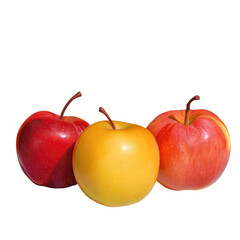 Three apples and a yellow apple arranged together