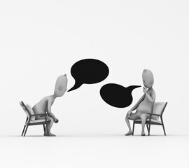 Two human characters talking. The concept of communication and dialogue.