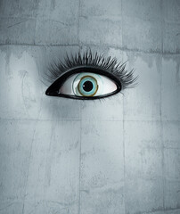 The eye in the wall. The concept of surveillance and spy. - 778771214