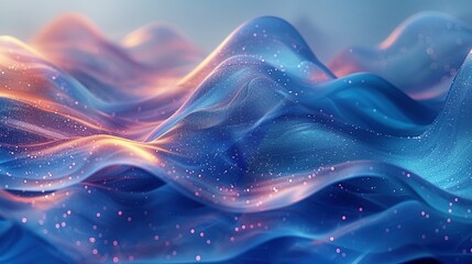 Fototapeta premium looped festive liquid BG in 4k. Abstract wavy pattern on bright glossy surface, liquid gradient blue color, waves on paint fluid in smooth animation. Glitters on viscous 3d liquid. Creative backdro