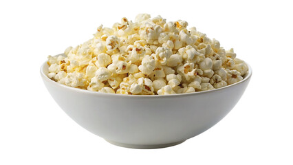 Popcorn in a bowl isolated on a transparent background.