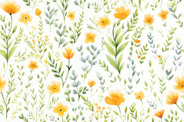 Watercolor subtle floral seamless pattern, fabric design