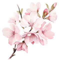 Elegant Cherry Blossom Watercolor with Delicate Pink Flowers
