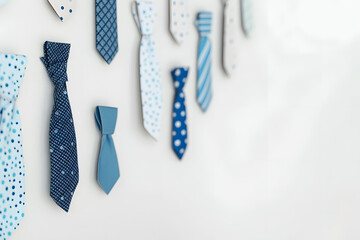 Many blue neckties on a white background. 3d rendering. - obrazy, fototapety, plakaty