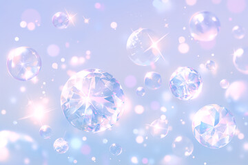 キラキラのダイヤモンドが浮かぶパステルカラーの背景