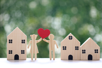 Friendship, Two neighbor friendly greeting on natural green background,Friendly relationship with neighbours concept