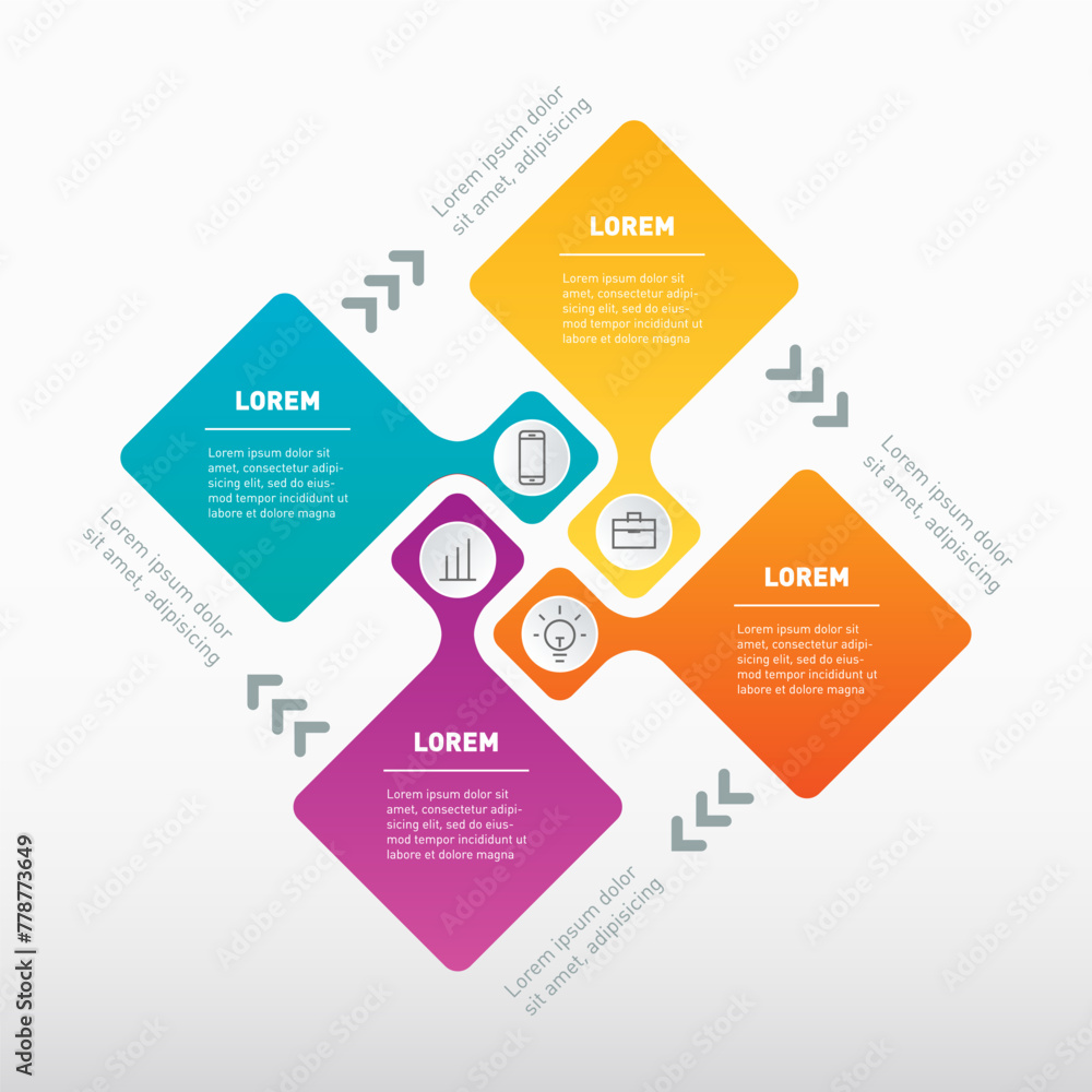 Poster infographic concept with 4 steps. template of infographic with four parts or processes.