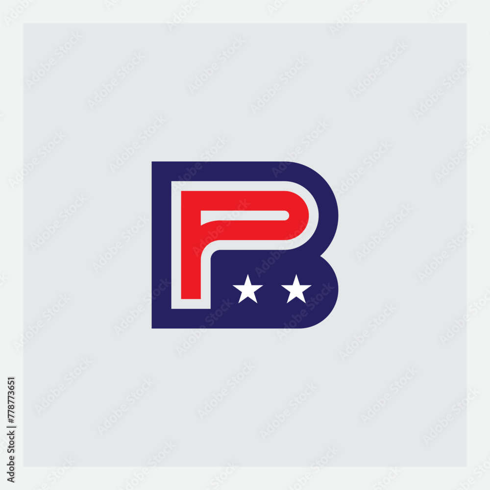 Poster b and p - initials or logo. pb - monogram or logotype, design element or icon. vector.