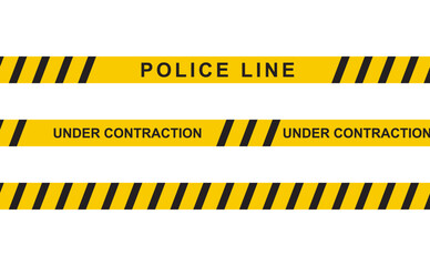 Warning label, police line, warning tape, danger signs on white background. vector file - obrazy, fototapety, plakaty