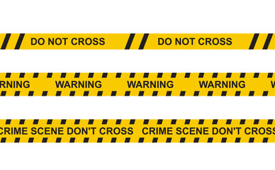 Warning label, police line, warning tape, danger signs on white background. vector file