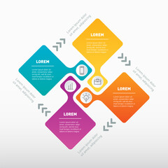 Infographic concept with 4 steps. Template of Infographic with four parts or processes.