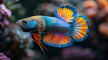 Fototapeta premium Portrait of Stunning Betta Fish and Ornamental Fish with Amazing Colors