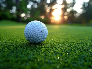 Obraz premium Golf ball on the green grass, golf field