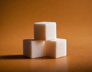 Stack of Sugar Cubes Close-up with Warm Backdrop