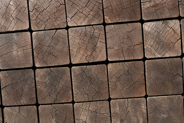 texture of old wood broken into squares
