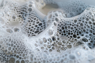 Soap suds creating intricate patterns in a sink, super realistic - obrazy, fototapety, plakaty