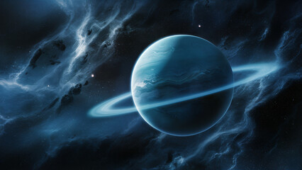 Uranus Planet. Universe, cosmos, astronomy, solar, atmosphere, surface - obrazy, fototapety, plakaty